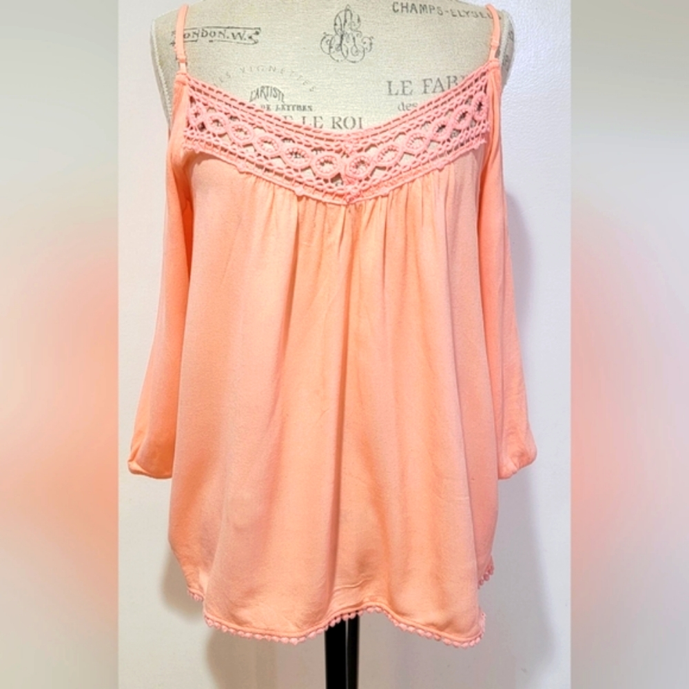 Peach Open Shoulder Top